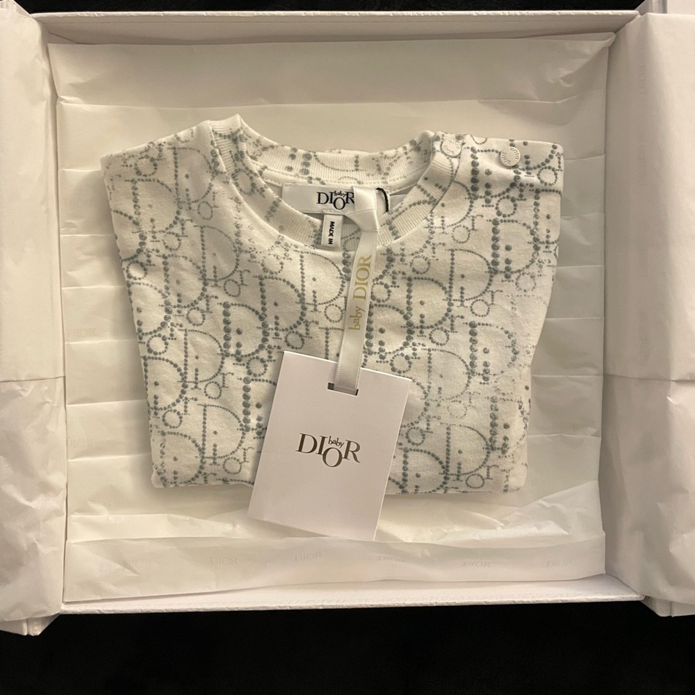 Baby Dior Girls Metallic Silver Tones Tshirt